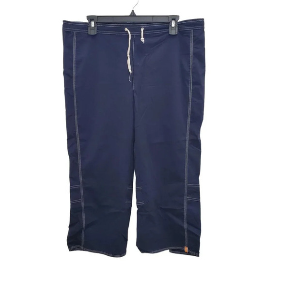 Lucy Activewear Women's Navy‎ White Contrast Stitch Loose Fit Cropped Pants Sz M - Picture 1 of 8